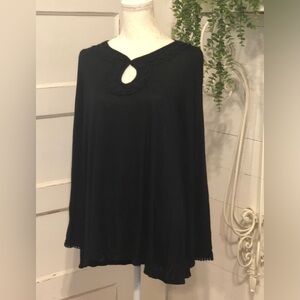 Womens Long Sleeve Top Tunic Black Size Small